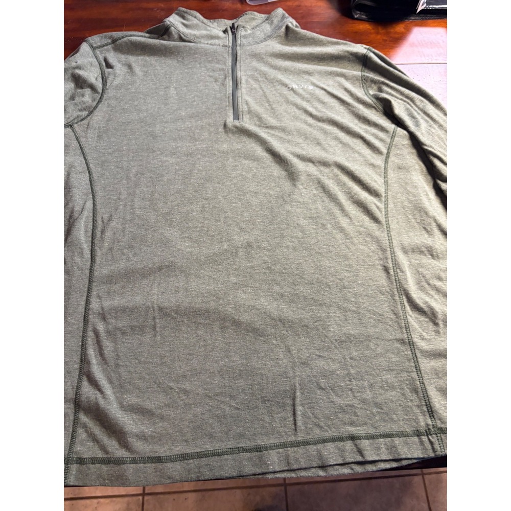 Orvis Classic Collection Mens XL Heather Green Quarter Zip Pullover Long Sleeve